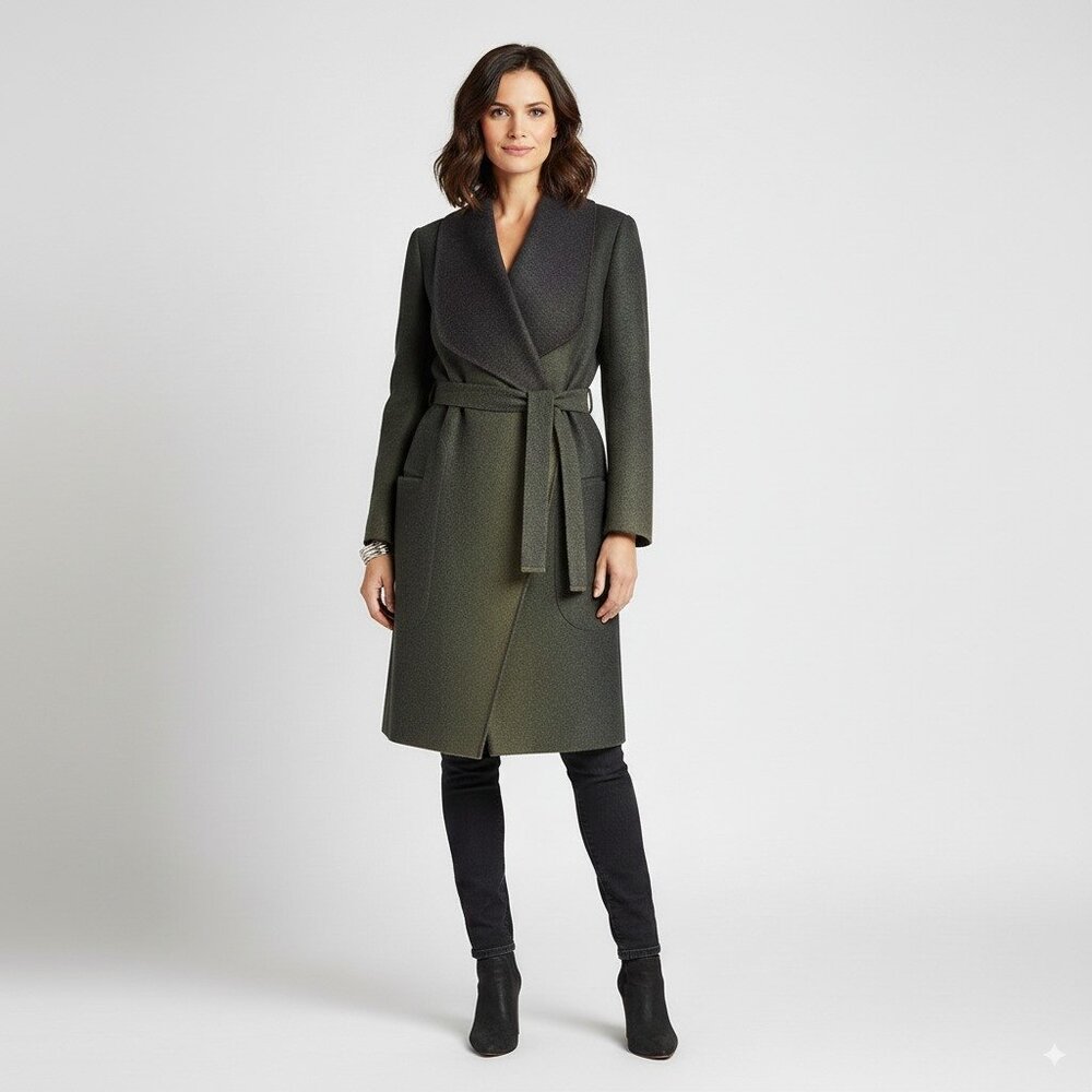 Brunello Cucinelli Women's IT 40 US 4 Dark Green Wool Silk Trench Coat